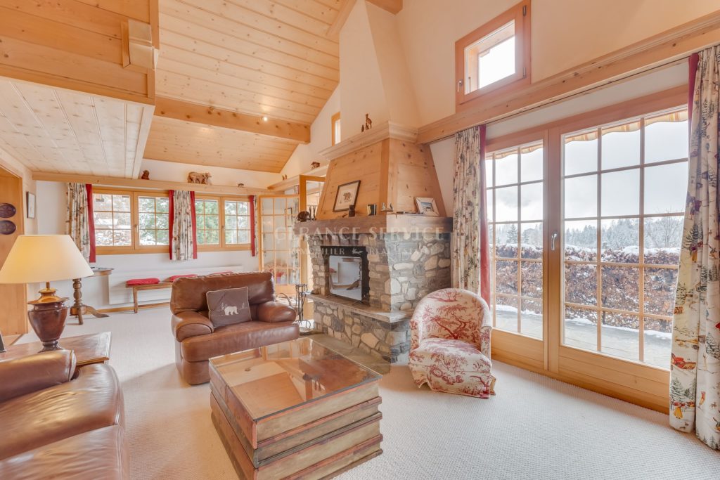 Arcanthis living room view chalet for sale villars-sur-ollon